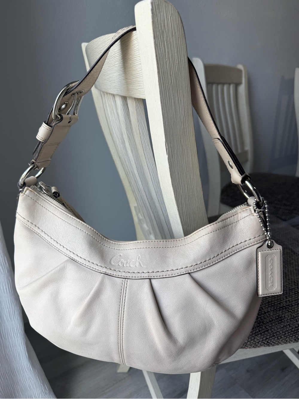 Coach Soft Cream Leather Shoulder Hobo